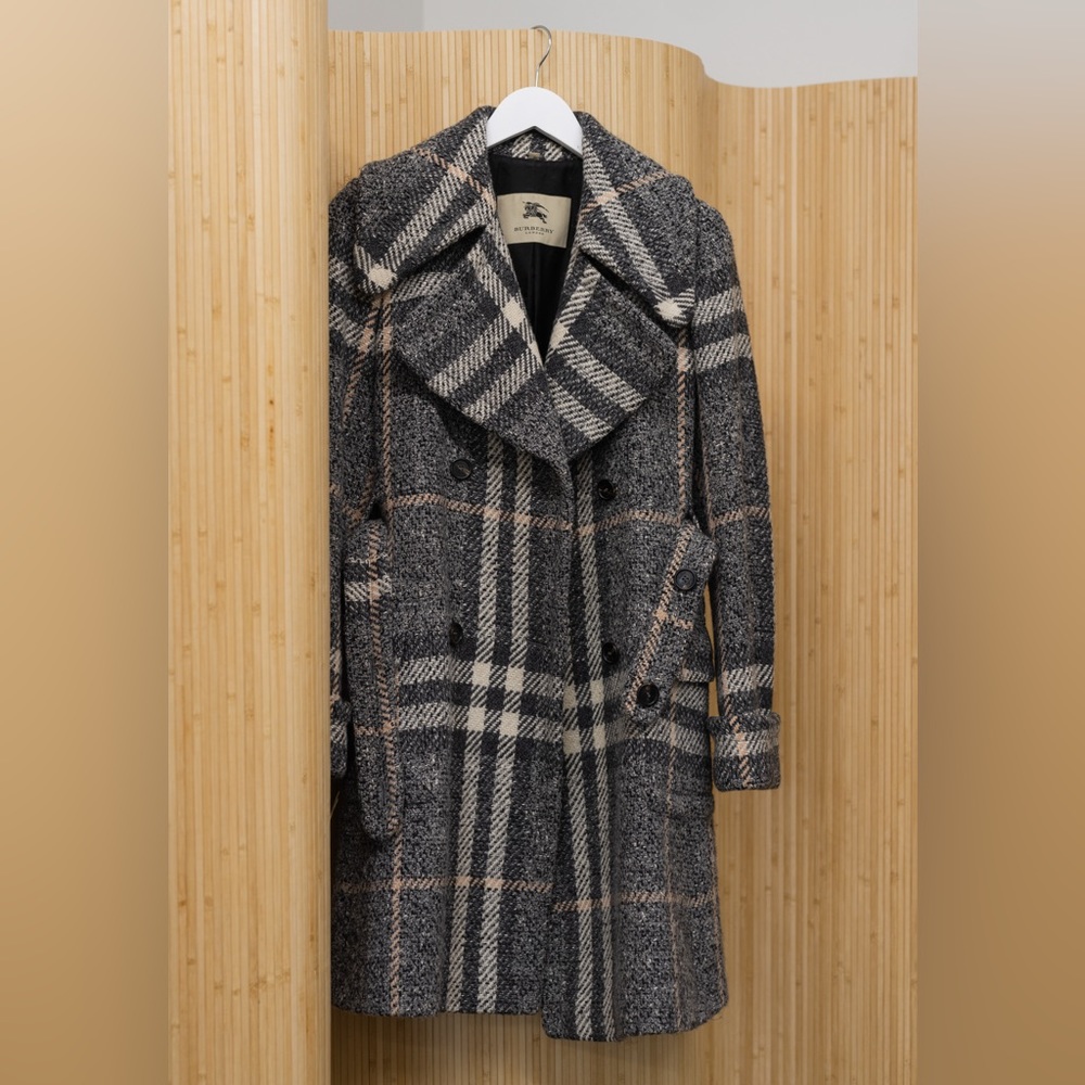 Burberry Grey House Check Wool Coat